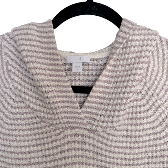 J. Jill beachy coastal lilac and cream knit hoodie sweater Small - Picture 8 of 13